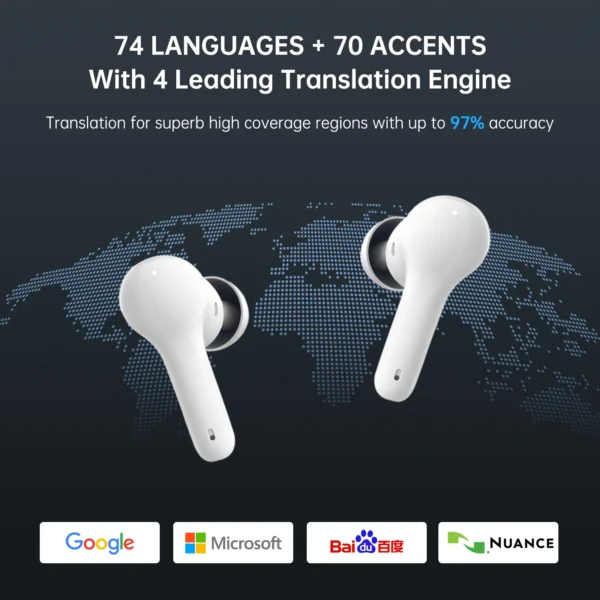 Wooask Real-time Language Translator Instant Voice Offline Translator Earbuds Wireless Bluetooth Headset for Travel Business M6 - Image 2